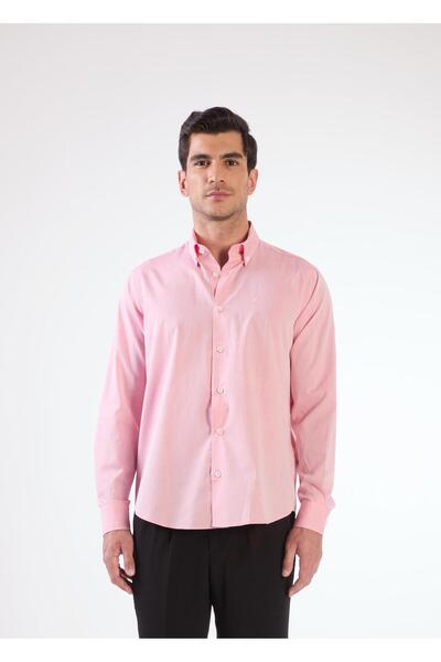 Dufy Erkek Regular Fit Uzun Kol Açık Bordo Gömlek