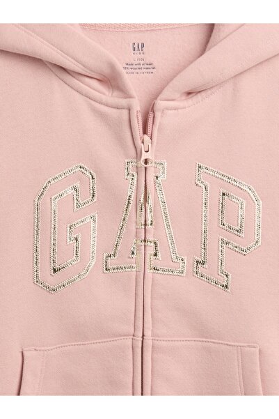 GAP Kız Çocuk Pembe Gap Arch Logo Sweatshirt