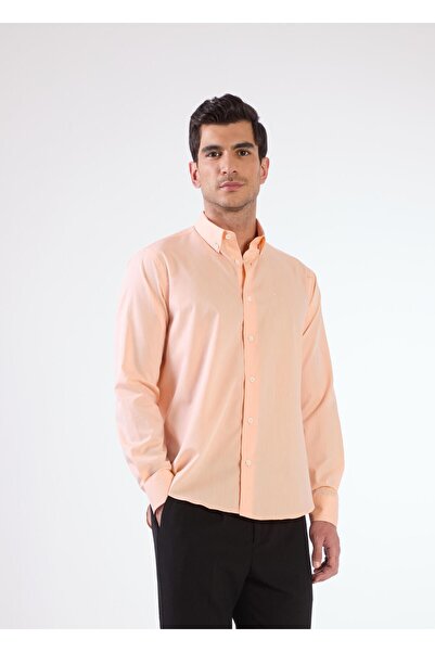 Dufy Erkek Regular Fit Uzun Kol Turuncu Gömlek