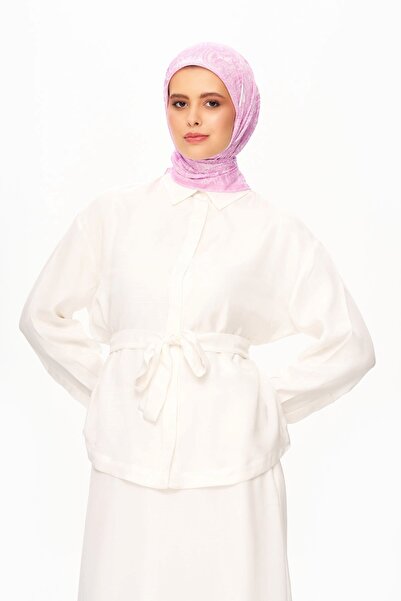 MOISCARF Κασκόλ Elegance Celeste Superior Soft Square με έθνικ σχέδιο σε ανοιχτό ροζ