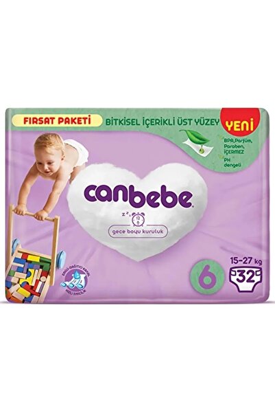 Canbebe Bebek Bezi Beden:6 (15-27Kg) Extra Large 32 Adet Fırsat Pk