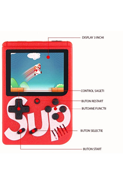 barste Mini portable console 400 games, rechargeable battery, joystick, TV connection