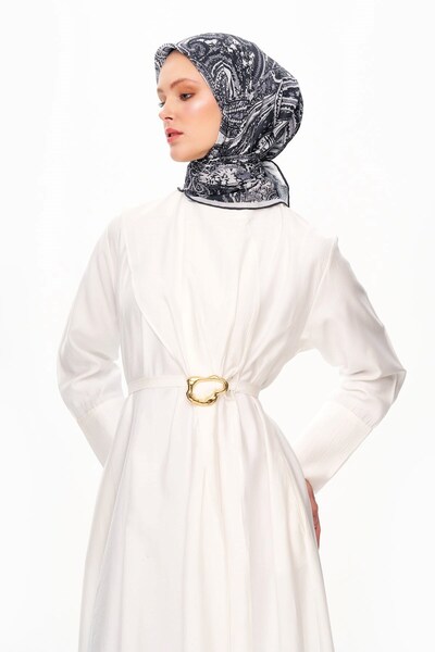 MOISCARF Elegance Celeste Superior Μαλακό Κασκόλ με Εθνοτικό Σχέδιο Μαύρο