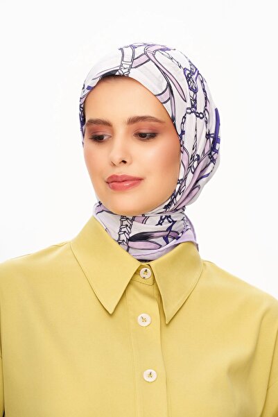 MOISCARF Eșarfă pătrată cu model Chaine Eternelle Superior Soft Zincir, violet