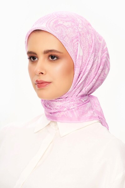 MOISCARF Κασκόλ Elegance Celeste Superior Soft Square με έθνικ σχέδιο σε ανοιχτό ροζ