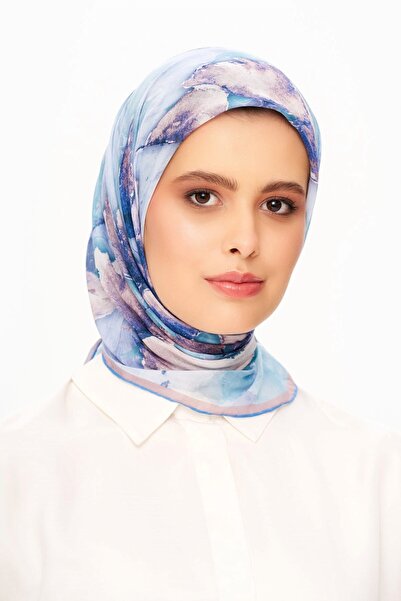 MOISCARF Fleur d’Ombre Шарф з квітковим візерунком, світло-блакитний