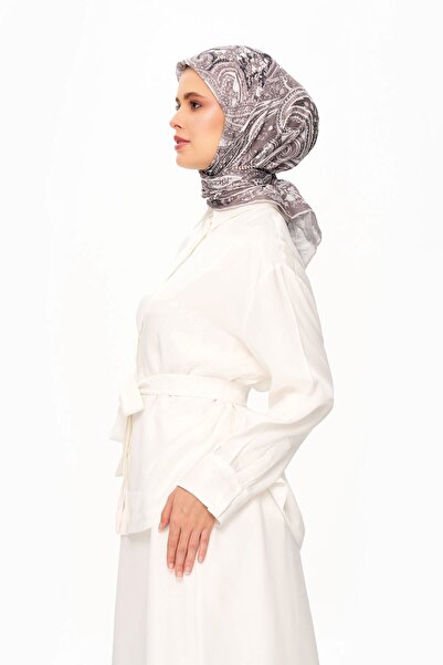 MOISCARF Elegance Celeste Superior Μαλακό Κασκόλ με Εθνοτικό Σχέδιο Σκούρο Γκρι