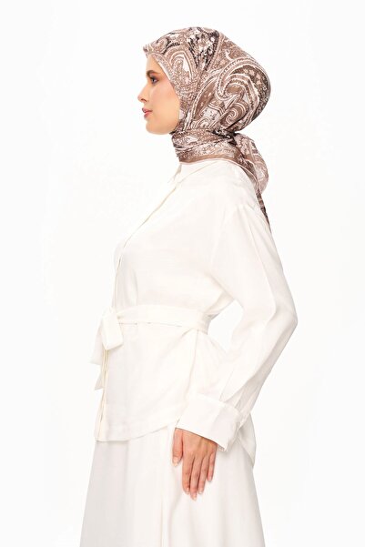 MOISCARF Κασκόλ Elegance Celeste Superior Soft Square με έθνικ σχέδιο καφέ