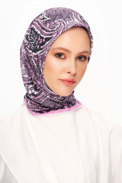 MOISCARF Elegance Celeste Superior Μαλακό Τετράγωνο Φουλάρι με έθνικ σχέδιο ροζ