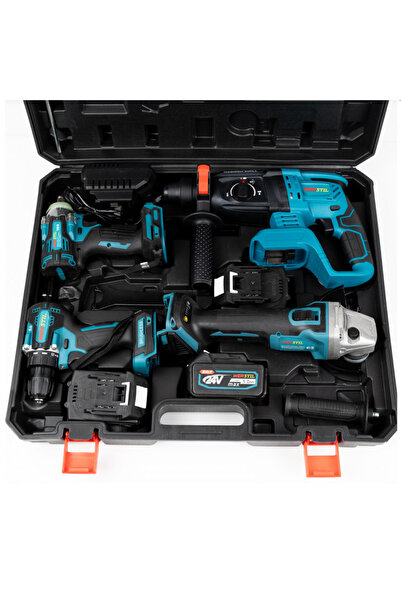 barste 4-piece tool set, 2 batteries: Impact drill, Flex, Self-tapping, Hammer