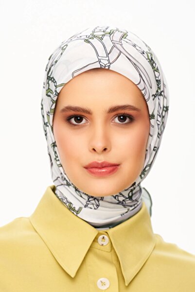 MOISCARF Chaine Eternelle Superior Soft Chain Patterned Square Scarf Off-White