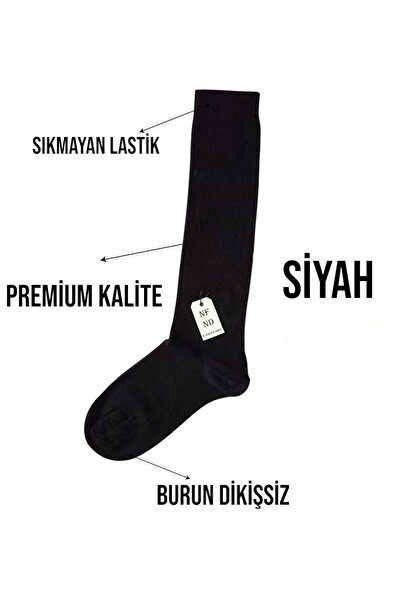 ENEFENDİ Дамски чорапи, под коляното, луксозно качество памук, без шев на пръстите, еластични, гъвкави, черни