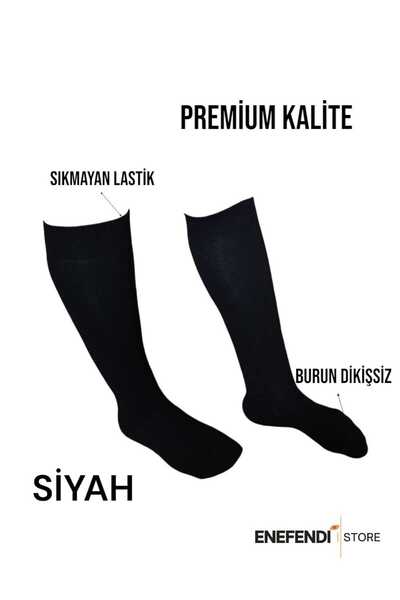 ENEFENDİ Mother's Socks Knee-High Luxury Quality Cotton Toe Seamless Non-Stretching Elastic Flexible Women's Socks Black