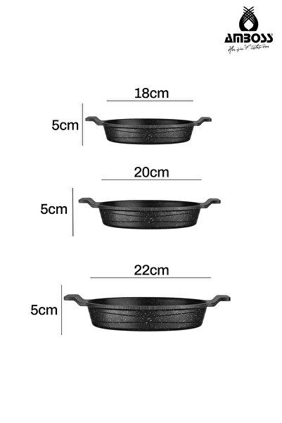Amboss Daisy 3 Parça Döküm Yanmaz Yapışmaz Omlet (sahan) Seti