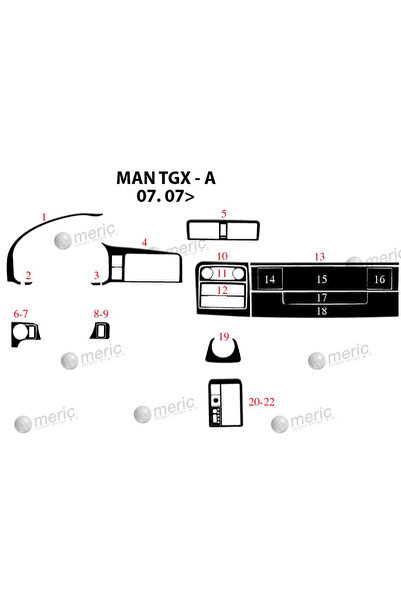 Marscockpitdesign غطاء التوربيدو TGX-Konsol للرجال 2007 22 قطعة