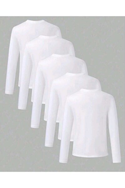 Entel Long Sleeve White 5-Piece Unisex School Children's Tshirt