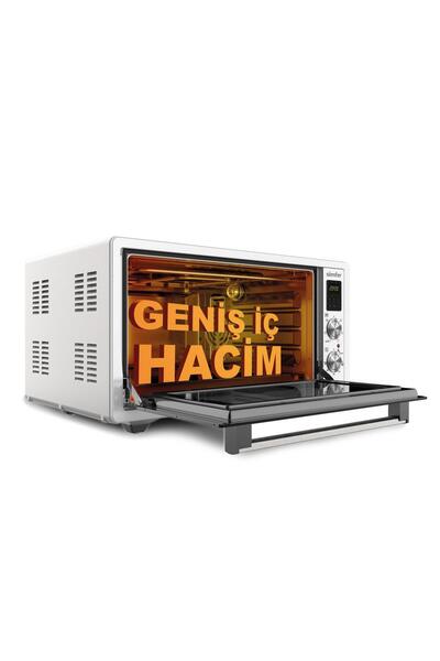Simfer 7003 İnox Gri 70 LT Turbo Fan Mini/Midi Fırın - 6 Fonksiyon,Yoğurt Yapma, Buz Çözme & İç Aydınlatma