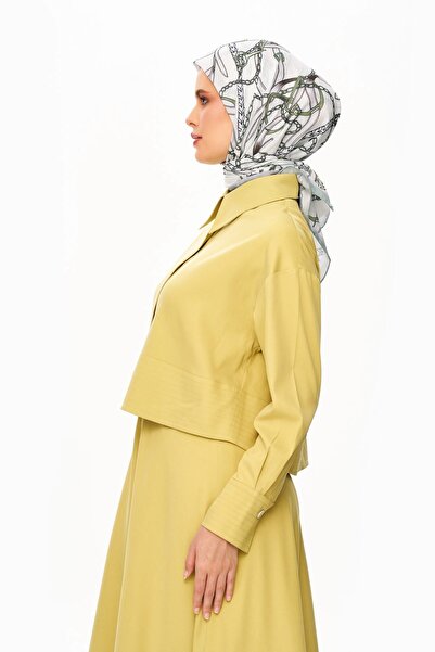 MOISCARF Chaine Eternelle Superior Soft Chain Patterned Square Scarf Off-White