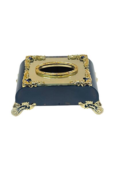 ALMASA Clear tissue box, navy blue - 1 piece