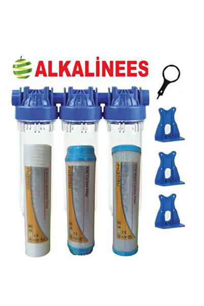 alkalinees Daire Girişi Su Arıtma Cihazı 10" 3’lü Filtre Koku ve Klor Önleyic...