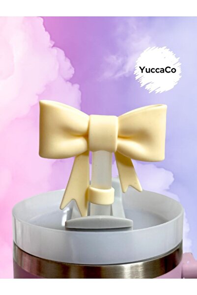 YuccaCo Accessorize Your Life Sarı Kurdele Termos Pipet Kapağı/Pipet Süsü/Kur...