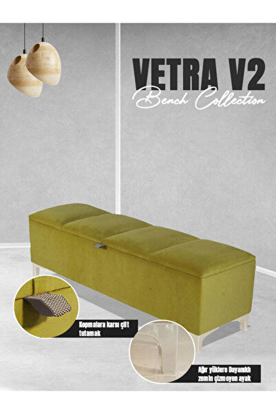 Gazzini Furniture Vetra V2 Sandıklı Bench Puf