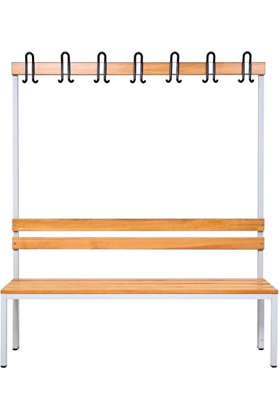 Ayakkabılıksız 4 ayaklı tek taraflı bank,  kanca şeritli bank, 7 kanca, 150x43x170 cm, Spor bankı