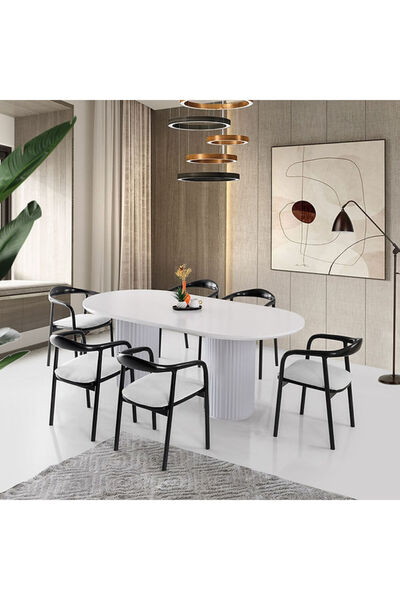 Gazzini Furniture Echo İskandinav Oval Ahşap Bohem Masa 90x160