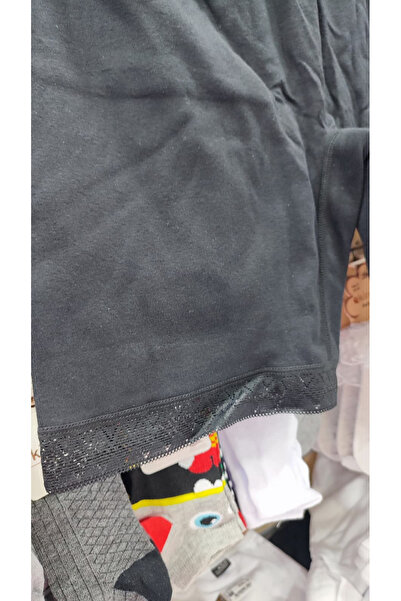 Ceylanoğlu Γυναικείο εσώρουχο με ραβδώσεις δαντέλα μακριά κοντό καλσόν 3 τεμάχια μαύρο 231