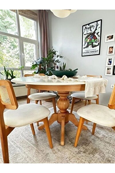 Gazzini Furniture Lindon Baba Ayak Yuvarlak Açılır Masa 90x90