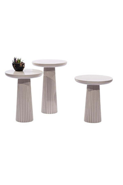 Gazzini Furniture Mira Bohem Üçlü Ahşap Zigon Sehpa