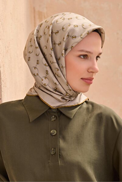 Belli Tivil İpek Eşarp 4109 - 02 Vizon Karışık Desen