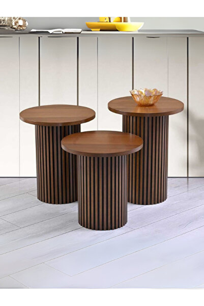 Gazzini Furniture Savana İskandinav 3'lü Ahşap Zigon Sehpa