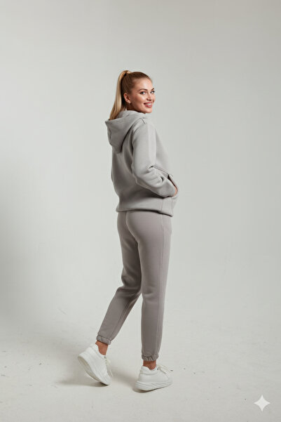 OXVİN Γυναικείο σετ αθλητικών φούτερ με τρεις κομμένες κορδέλες, με κουκούλα και βαμβακερή επένδυση στο εσωτερικό