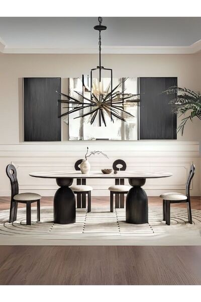 Gazzini Furniture İmperial İtalyan Still Oval Traverten Yemek Masası 80x160