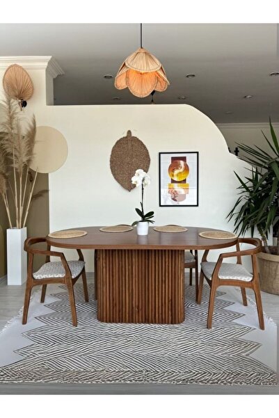 Gazzini Furniture Terra Oval Ceviz Ahşap Bohem Masa 80x160