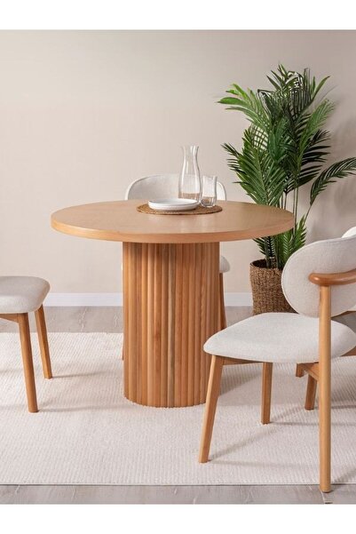 Gazzini Furniture Arya Yuvarlak Ahşap Bohem Masa 100x100