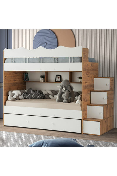 CSM MODULER MOBİLYA Bulut Yavrulu Ranza, Çelik Destekli %100 MDF