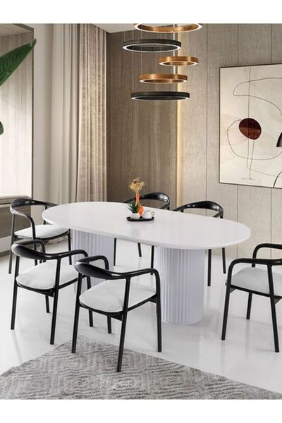 Gazzini Furniture Liora İskandinav Oval Natural Ahşap Bohem Masa 90x200