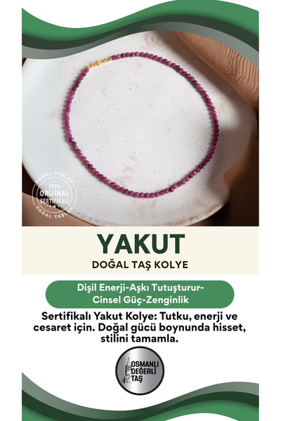 OSMANLI DEĞERLİ TAŞ قلادة من الأحجار الكريمة الطبيعية من الياقوت مع شهادة