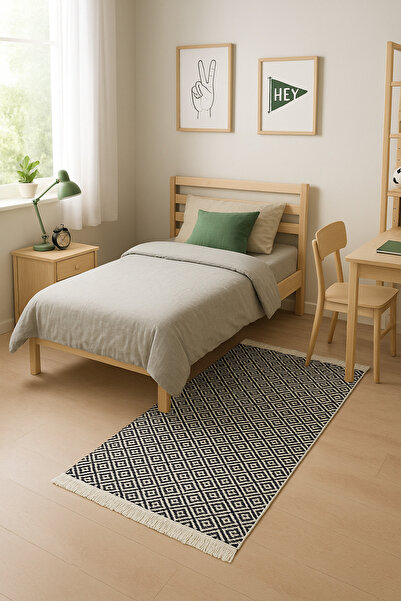 Halımax Cotto 80x150cm %100 Pamuk Çift Taraflı Çamaşır Makinesinde Yıkanabilir Saçaklı Kilim