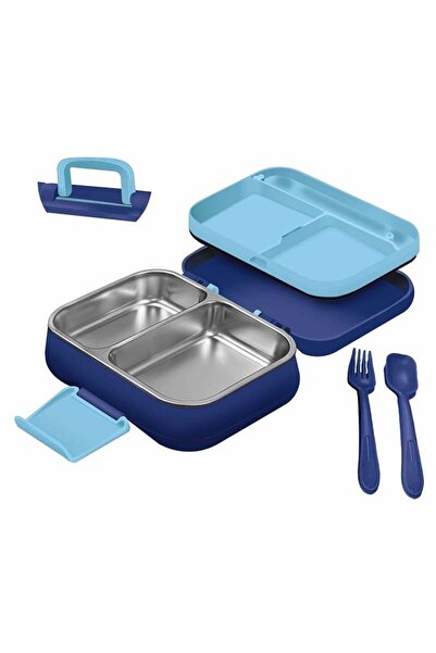 Kitchen Life حاوية تغذية الأطفال من الفولاذ المقاوم للصدأ ذات 4 أقسام من Happii - صندوق طعام بنمط رائد الفضاء