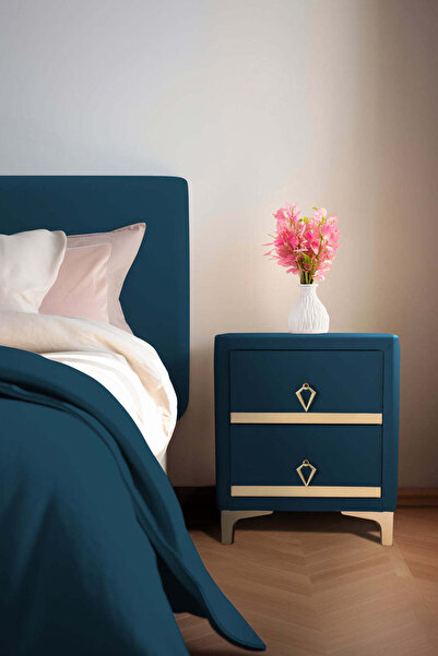 Gazzini Furniture Doppia Linea Gold Komodin, İki Çekmeceli