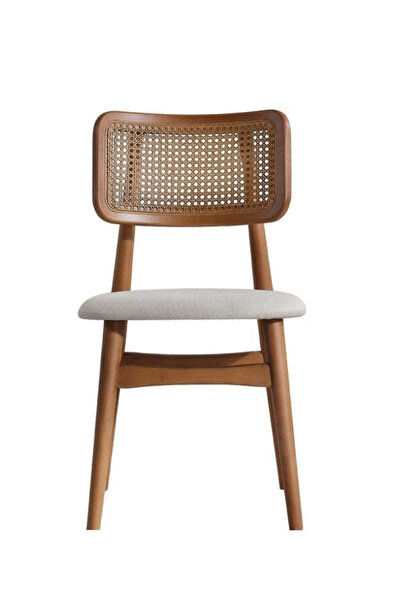 Gazzini Furniture Helios Beyaz Hazeranlı Ceviz Ahşap Bohem Sandalye (1 ADET)