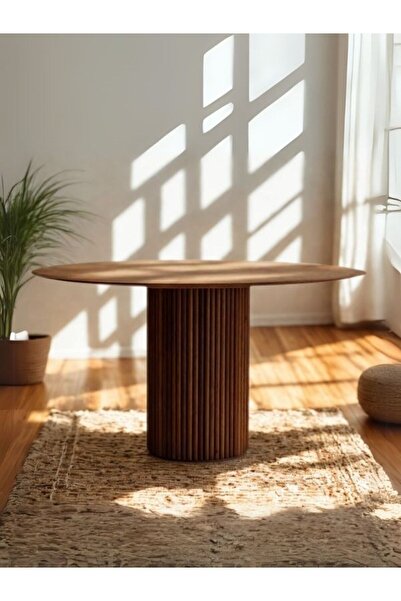 Gazzini Furniture Breeze Yuvarlak Ahşap Bohem Masa 130x130