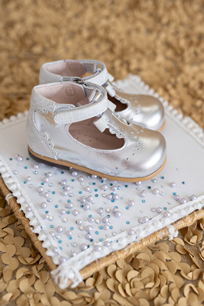 Bebbini Heidi-Orthopedic Silver Color First Step Girls' Shoes