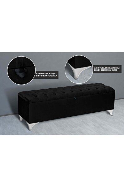 Gazzini Furniture Vetra Chester Model Siyah Sandıklı Puf - Kapitoneli Model 1...