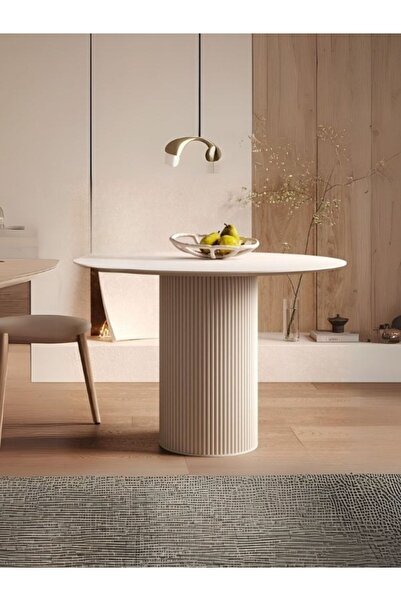 Gazzini Furniture Vintage Yuvarlak Ahşap Bohem Masa 120x120