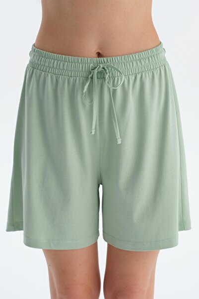 Dagi Light Green Combed Cotton Modal Double Shorts