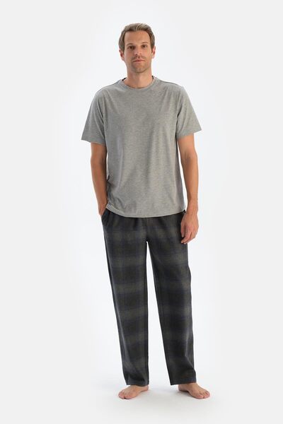 Dagi Smoked Plaid Woven Trousers Pajama Bottoms